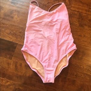 J Crew rounded v neck pink bathing suit size large